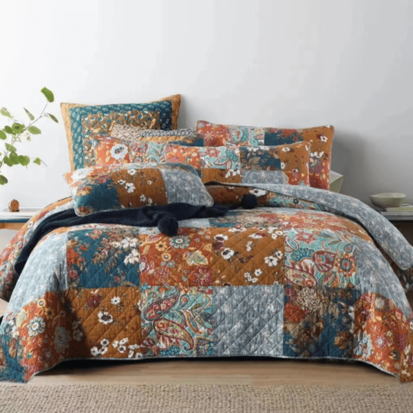 Paisley vintage floral rustic patchwork Bedcover set
