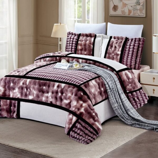 Faux rabbit fur comforter set